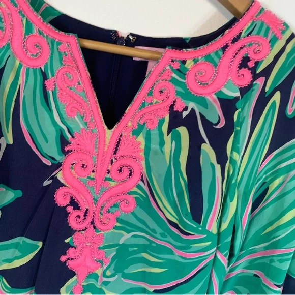 Lilly Pulitzer Flawed Rylee Silk Dress Tiger Palm Size 0 - Picture 3 of 16